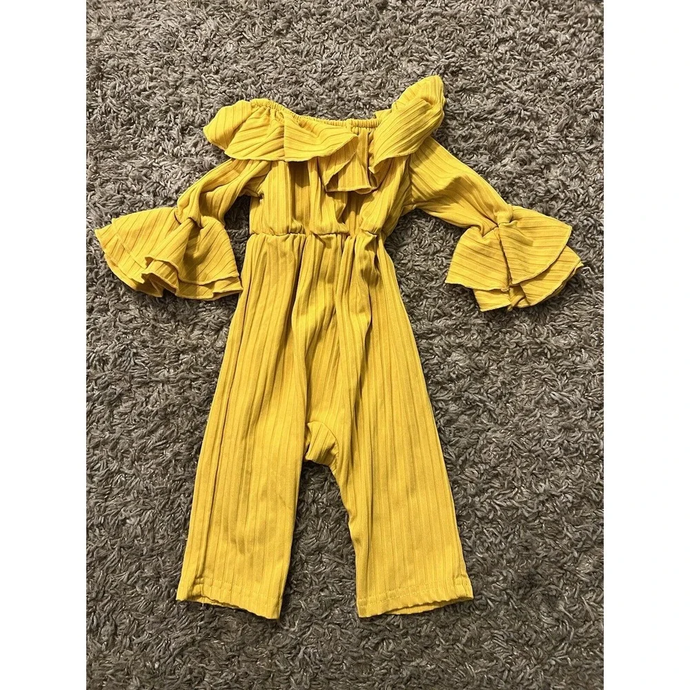 Pat Pat Baby Girls Romper One Piece Outfit Mustard Yellow Sz‎ 0-3 months Ruffles